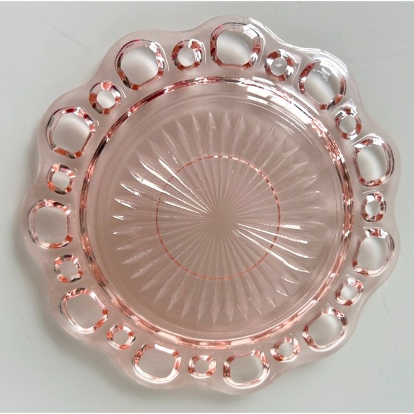 Set 3 Vintage 6" Pink Depression Dessert Bread Plate Old Colony Lace Open Edge - Picture 3 of 11